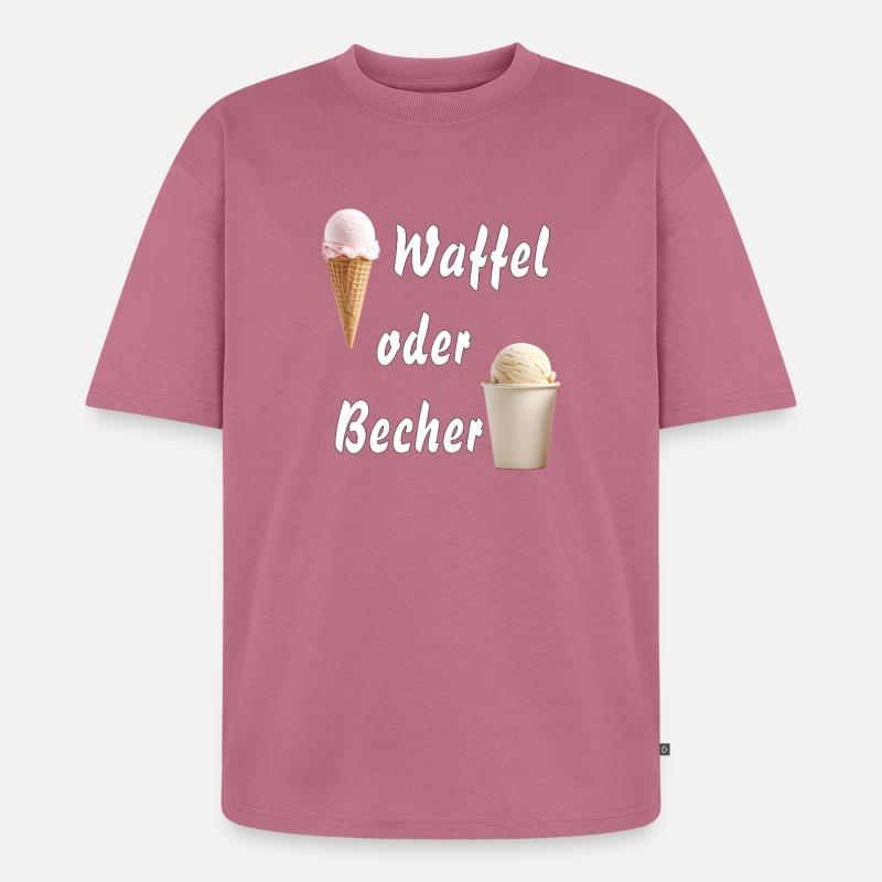 EIS WAFFEL ODER BECHER - Unisex Premium Oversized Bio T-Shirt - Mauve