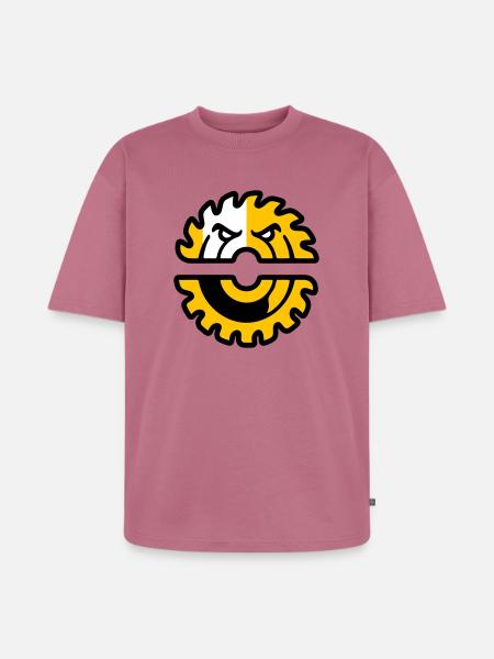 Circular Saw Mascot Logo - Unisex Premium Oversized Organic T-Shirt - mauve