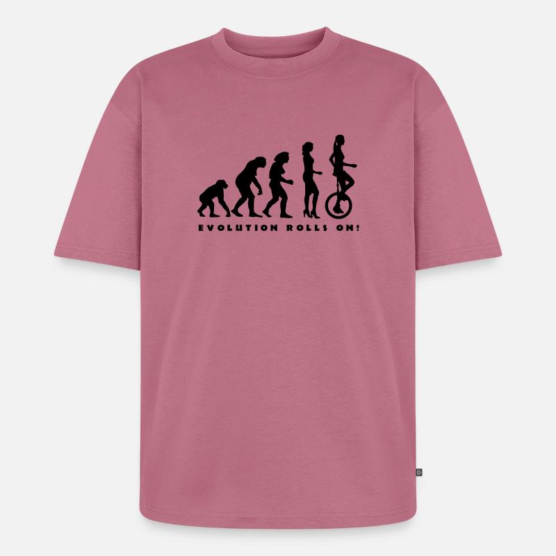 evolution_einradfahrerin_1c_b - Unisex Premium Oversized Bio T-Shirt - Mauve