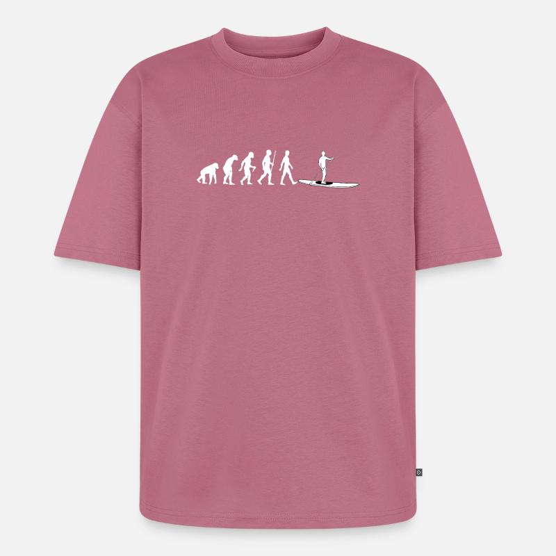 Evolution to Stand-Up Paddleboard - Unisex Premium Oversized Organic T-Shirt - mauve