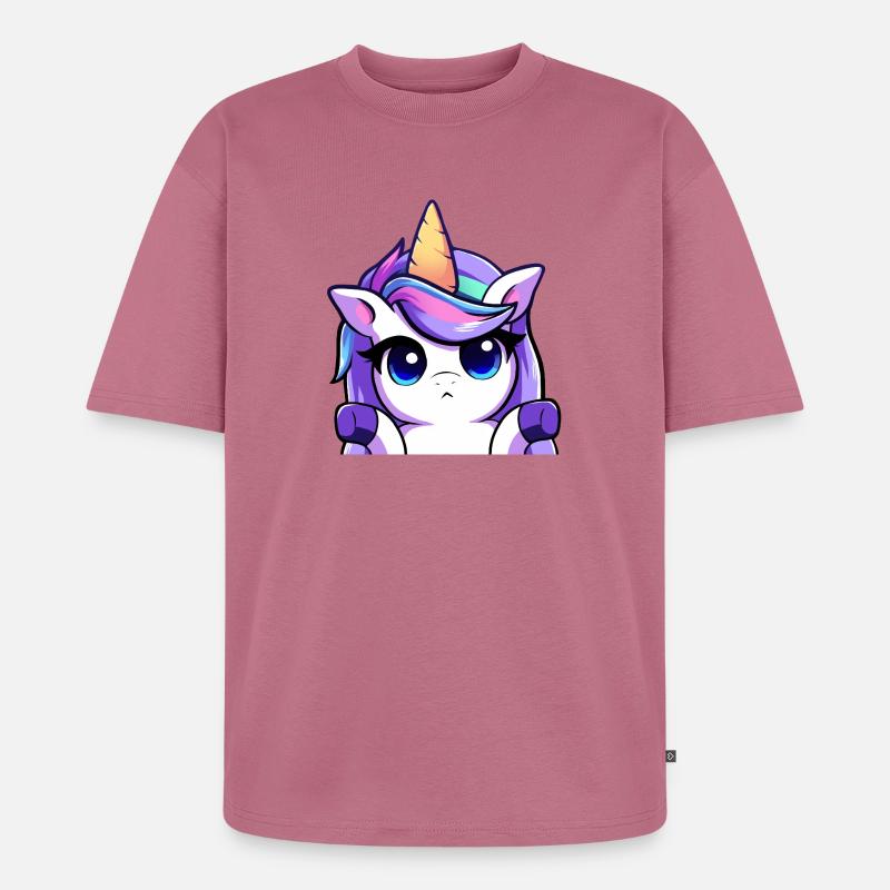 Lya Einhorn Schulterzuckend - Unisex Premium Oversized Bio T-Shirt - Mauve