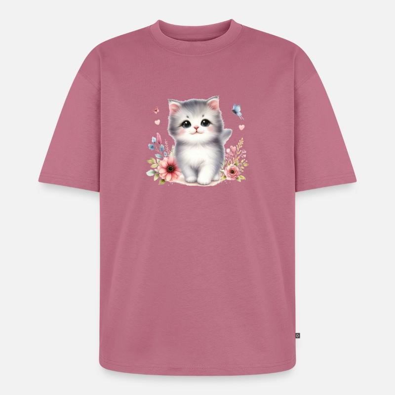Süße Katze - Unisex Premium Oversized Bio T-Shirt - Mauve