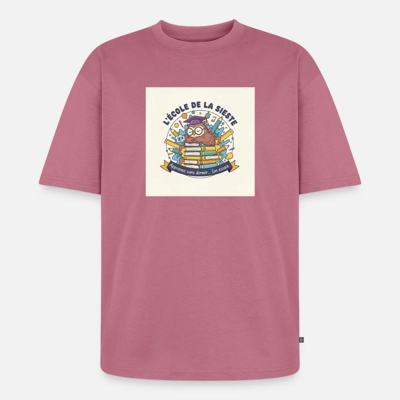 Schule der Eule Nickerchen Schüler - Unisex Premium Oversized Bio T-Shirt - Mauve