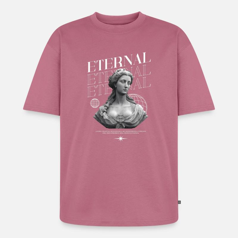 Bonté éternelle : Statue, collage globe - T-shirt Premium bio oversize Unisexe - mauve