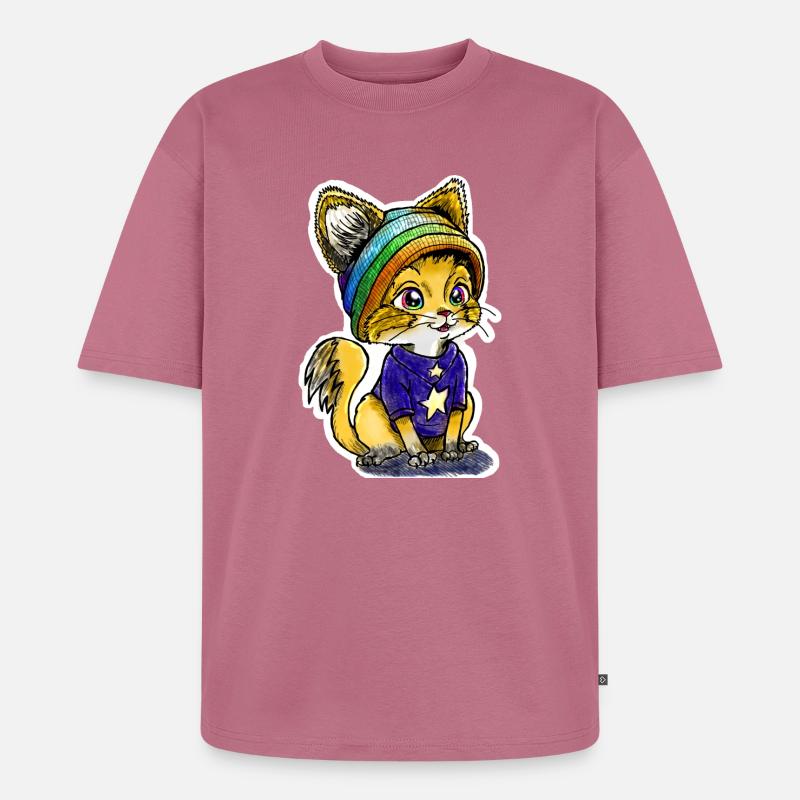 Regenbogen-Kätzchen - Unisex Premium Oversized Bio T-Shirt - Mauve