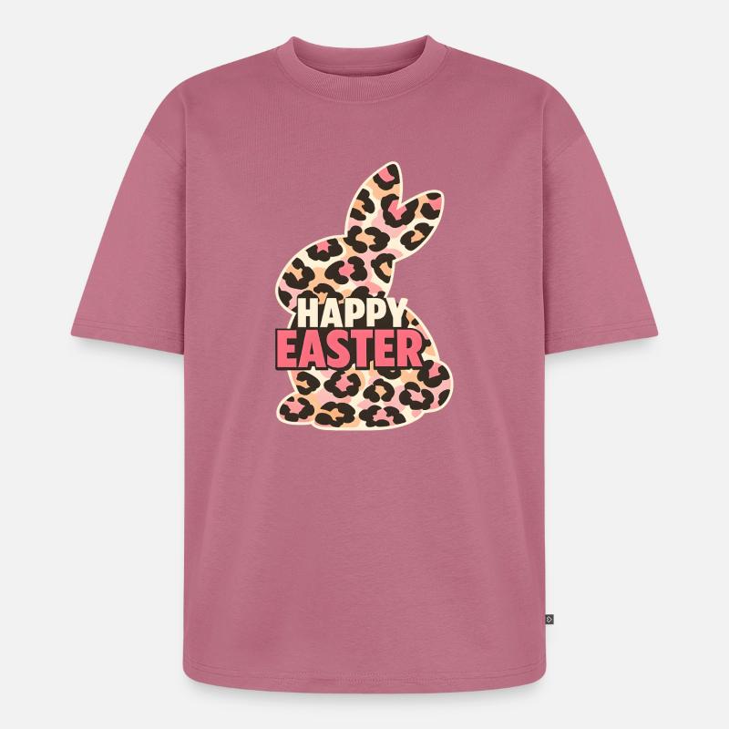 Happy Easter Easter Bunny Leopard - Unisex Premium Oversized Organic T-Shirt - mauve