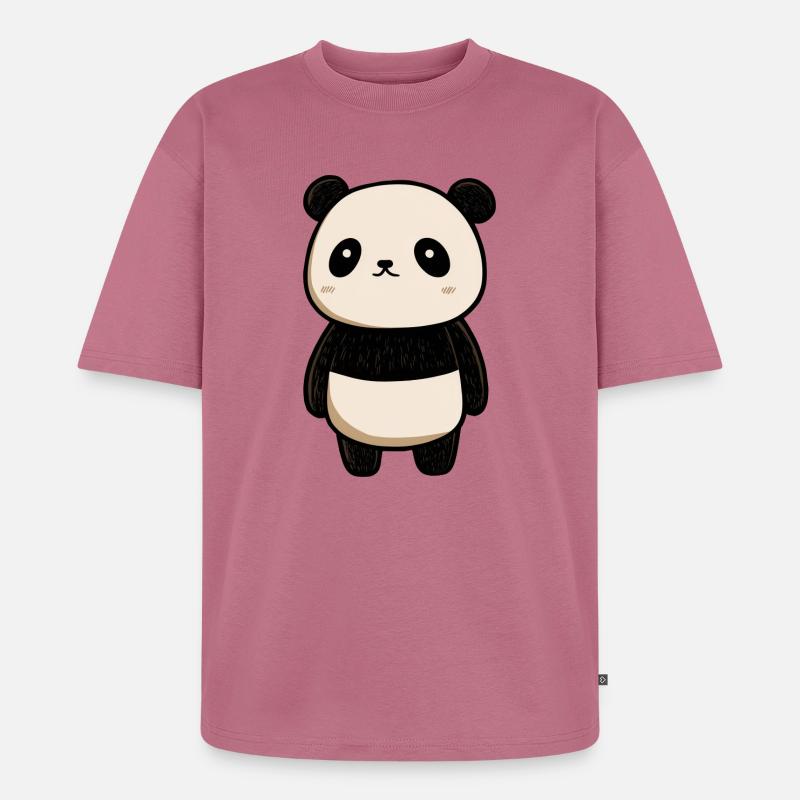 dessin panda, panda mignon, bébé panda - T-shirt Premium bio oversize Unisexe - mauve