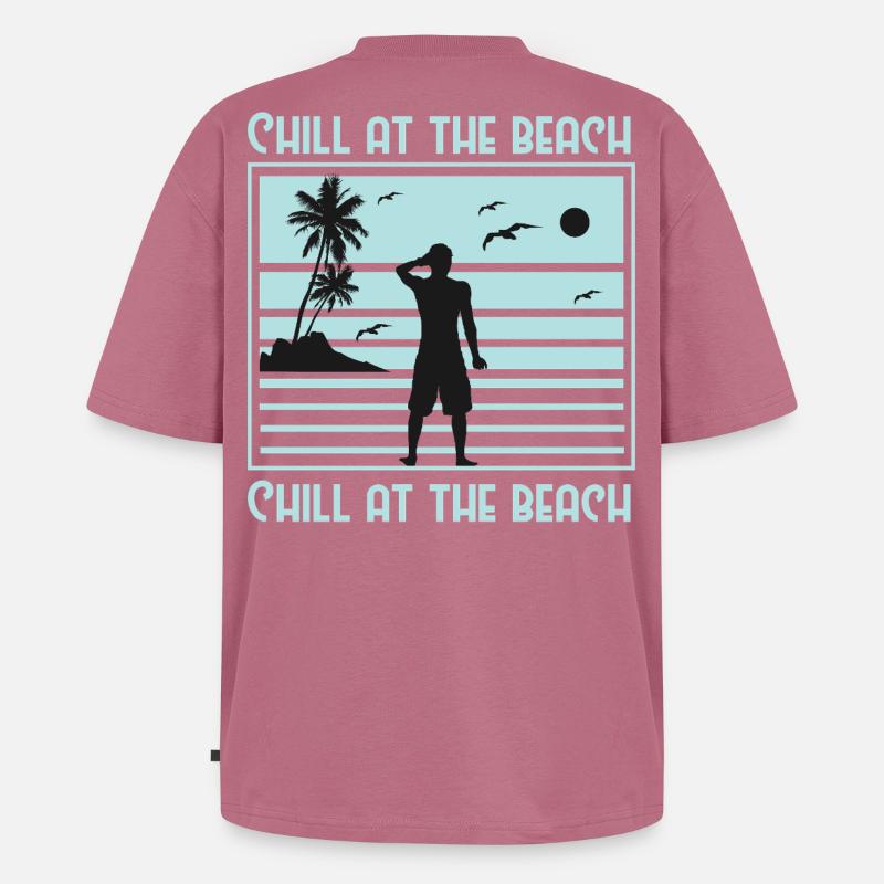 Conception de silhouette de plage décontractée - T-shirt Premium bio oversize Unisexe - mauve