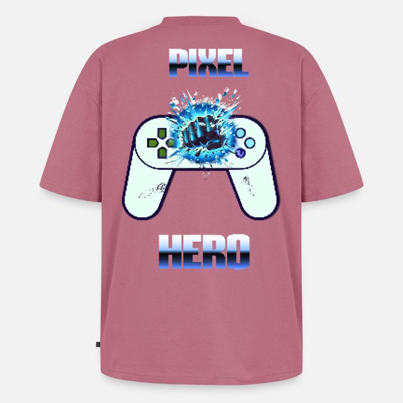 Pixel Hero - Retro Gaming Controller - Unisex Premium Oversized Organic T-Shirt - mauve