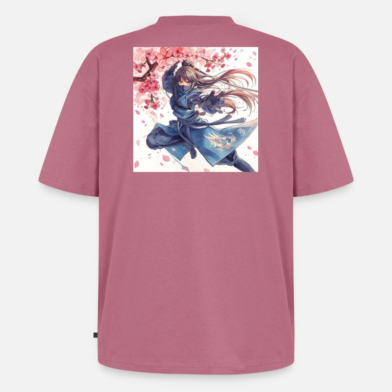 Kirschblüten-Ninja im Blitzangriff - Unisex Premium Oversized Bio T-Shirt - Mauve