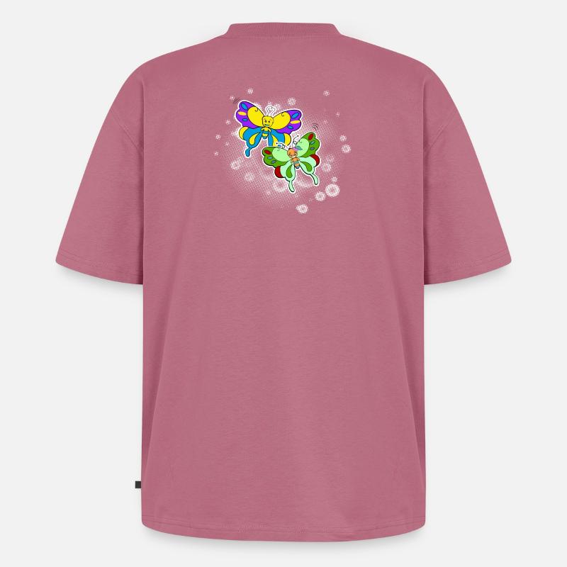 Zwei Schmetterlinge mit Pixelwolke - Unisex Premium Oversized Bio T-Shirt - Mauve