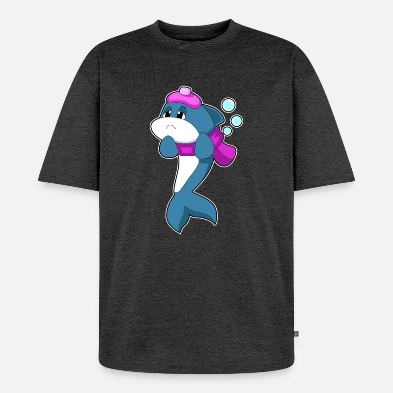 Delfin Kopfschmerzen - Unisex Premium Oversized Bio T-Shirt - Anthrazit meliert