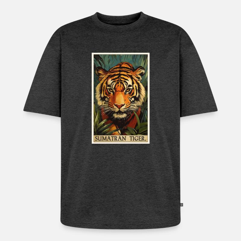 Sumatra-Tiger - Unisex Premium Oversized Bio T-Shirt - Anthrazit meliert