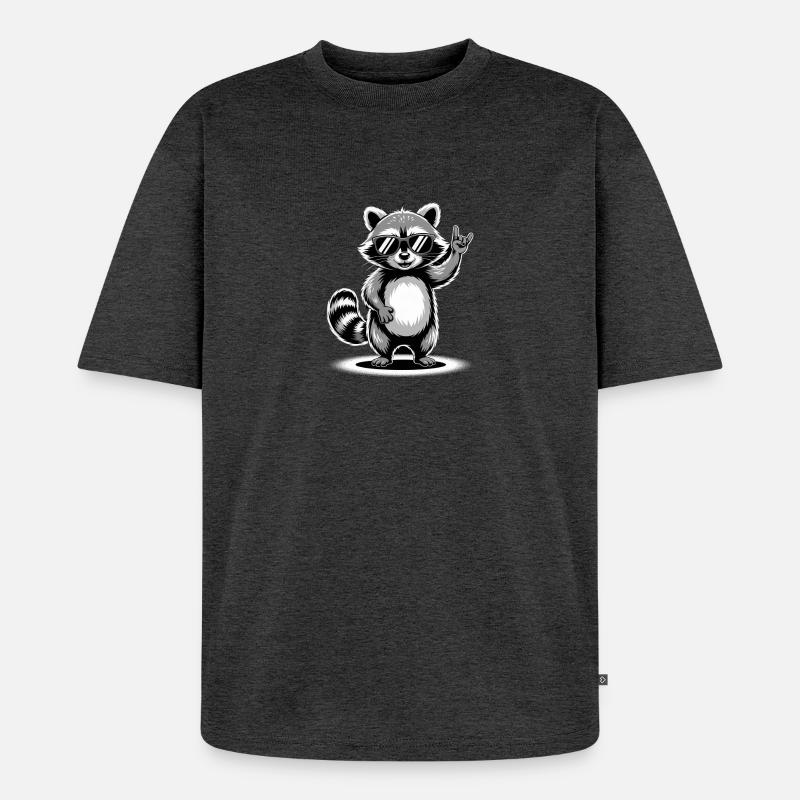 Waschbär mit Sonnenbrille - Unisex Premium Oversized Bio T-Shirt - Anthrazit meliert