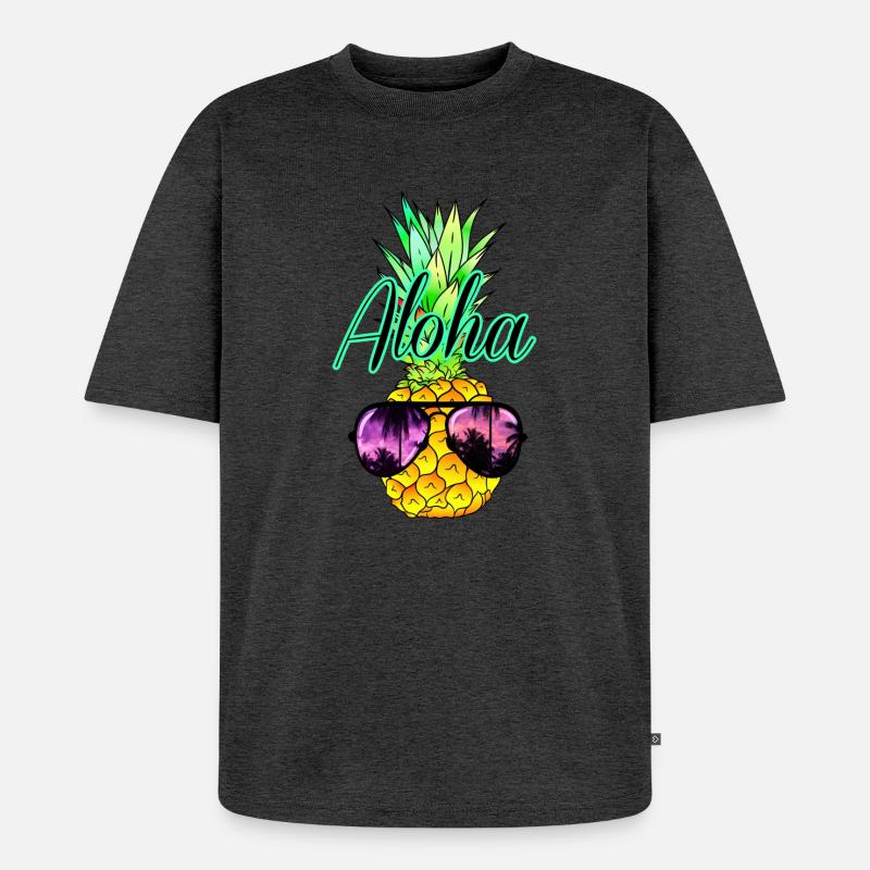 Ananas Aloha - Unisex Premium Oversized Bio T-Shirt - Anthrazit meliert