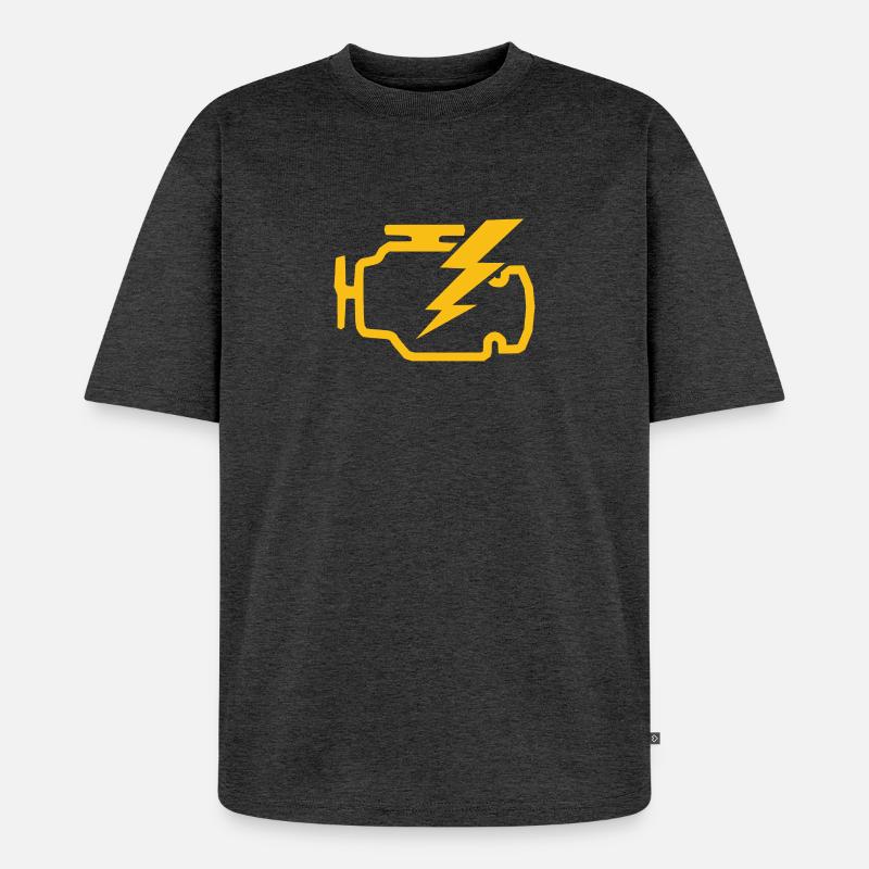 check engine light Zeichen Geschenkidee - Unisex Premium Oversized Bio T-Shirt - Anthrazit meliert