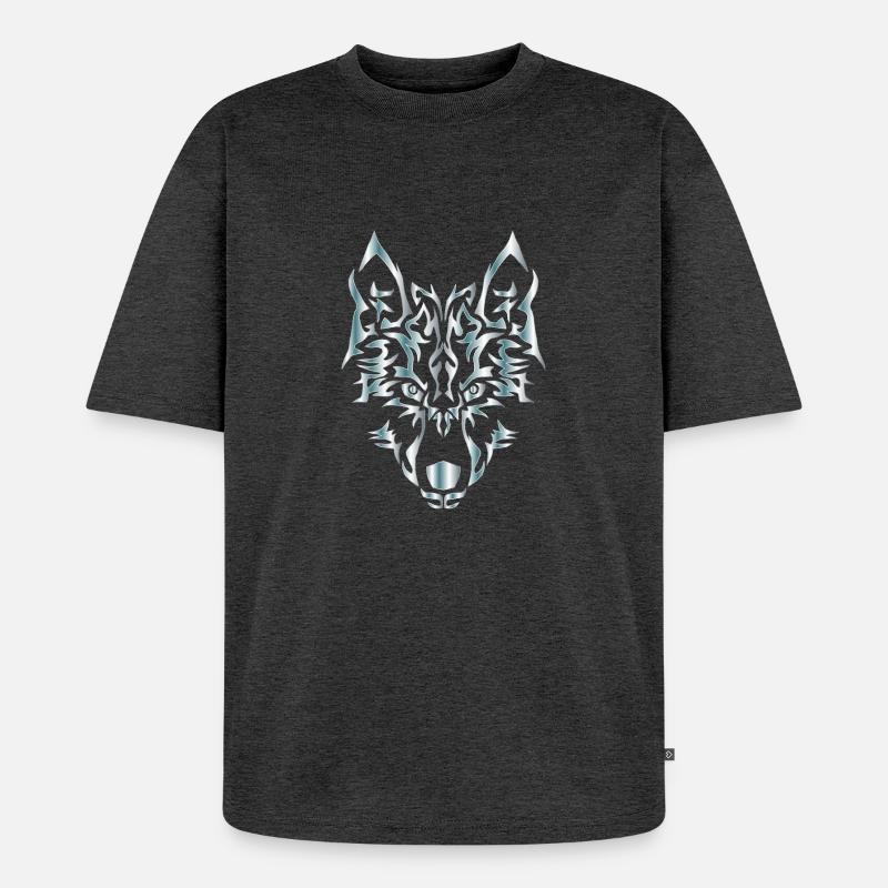 Wolf - Unisex Premium Oversized Bio T-Shirt - Anthrazit meliert