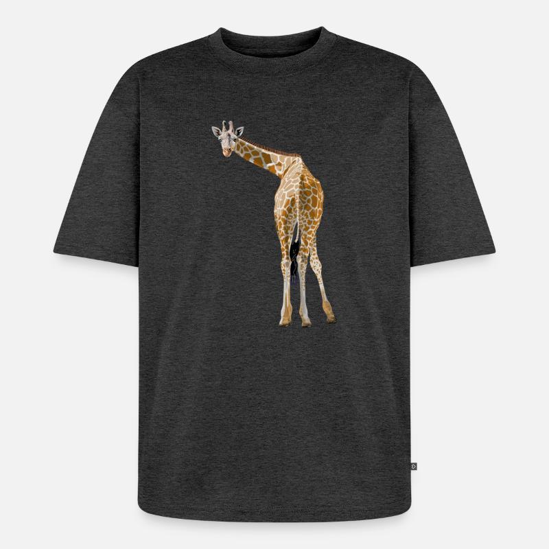 Giraffe grüßt aus der Savanne - Unisex Premium Oversized Bio T-Shirt - Anthrazit meliert
