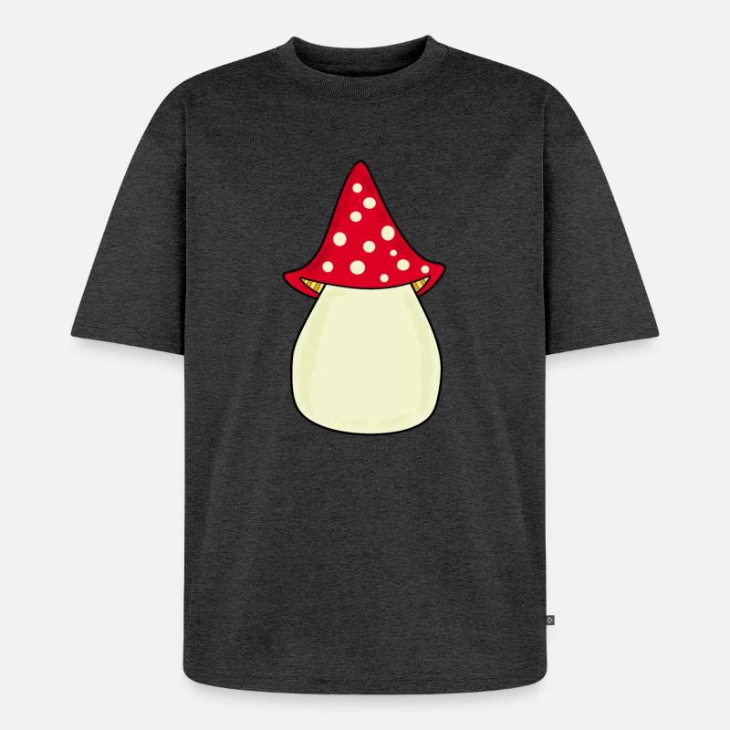 Mushroom Toadstool Pattern Personalizable Gift - Unisex Premium Oversized Organic T-Shirt - heather anthracite