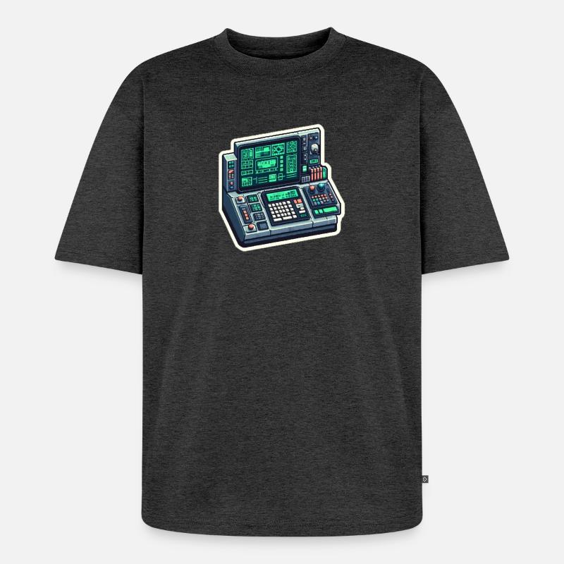 Retro Computer Console Neon - Unisex Premium Oversized Bio T-Shirt - Anthrazit meliert
