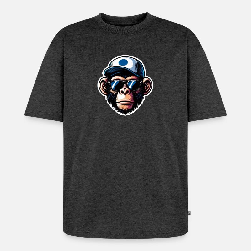 Affe Brille Cap - Unisex Premium Oversized Bio T-Shirt - Anthrazit meliert