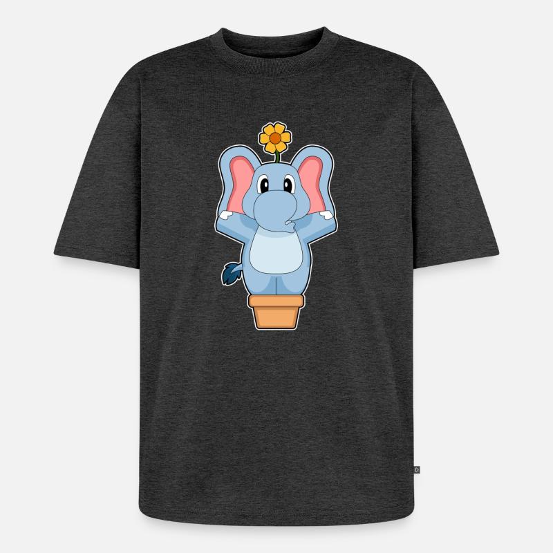 Elefant Blume - Unisex Premium Oversized Bio T-Shirt - Anthrazit meliert