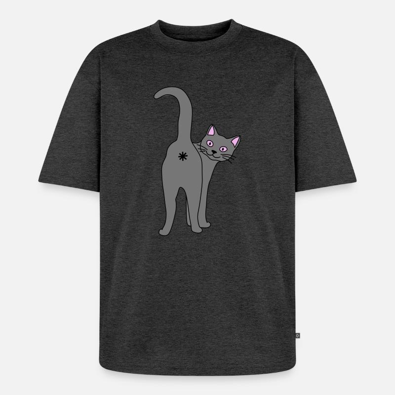 Freche Katze - Unisex Premium Oversized Bio T-Shirt - Anthrazit meliert