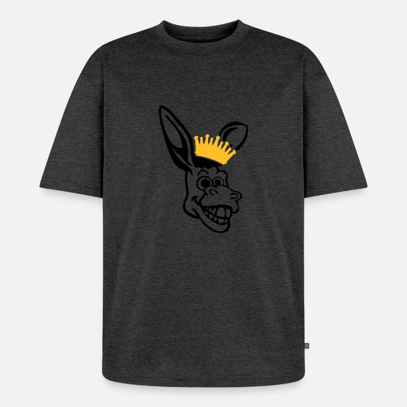 donkey_face_pe2 - Unisex Premium Oversized Bio T-Shirt - Anthrazit meliert