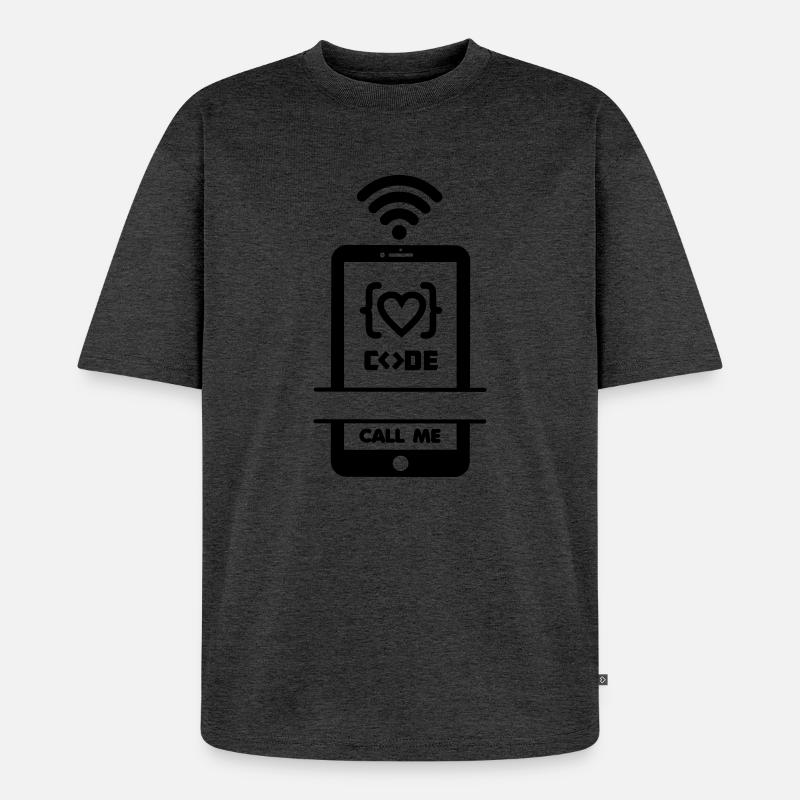 Codist Call me phone code heart - Unisex Premium Oversized Organic T-Shirt - heather anthracite