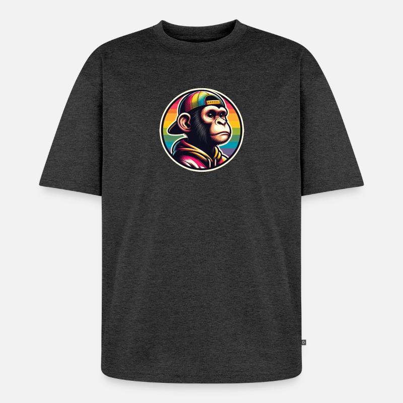 Casquette à capuche Monkey Arc-en-ciel - T-shirt Premium bio oversize Unisexe - anthracite chiné