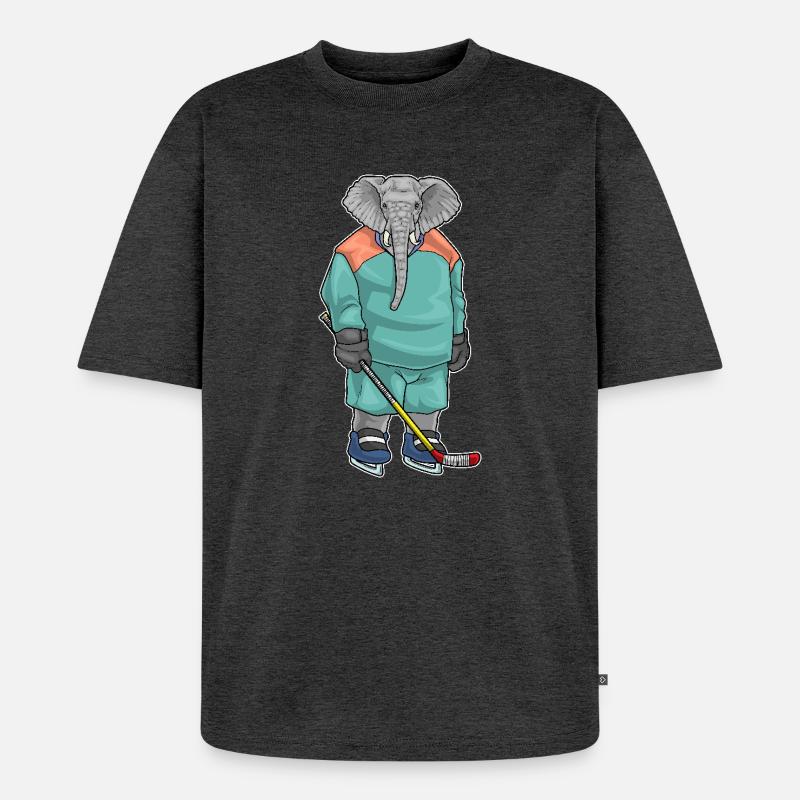 Elefant Eishockey Eishockeyschläger - Unisex Premium Oversized Bio T-Shirt - Anthrazit meliert