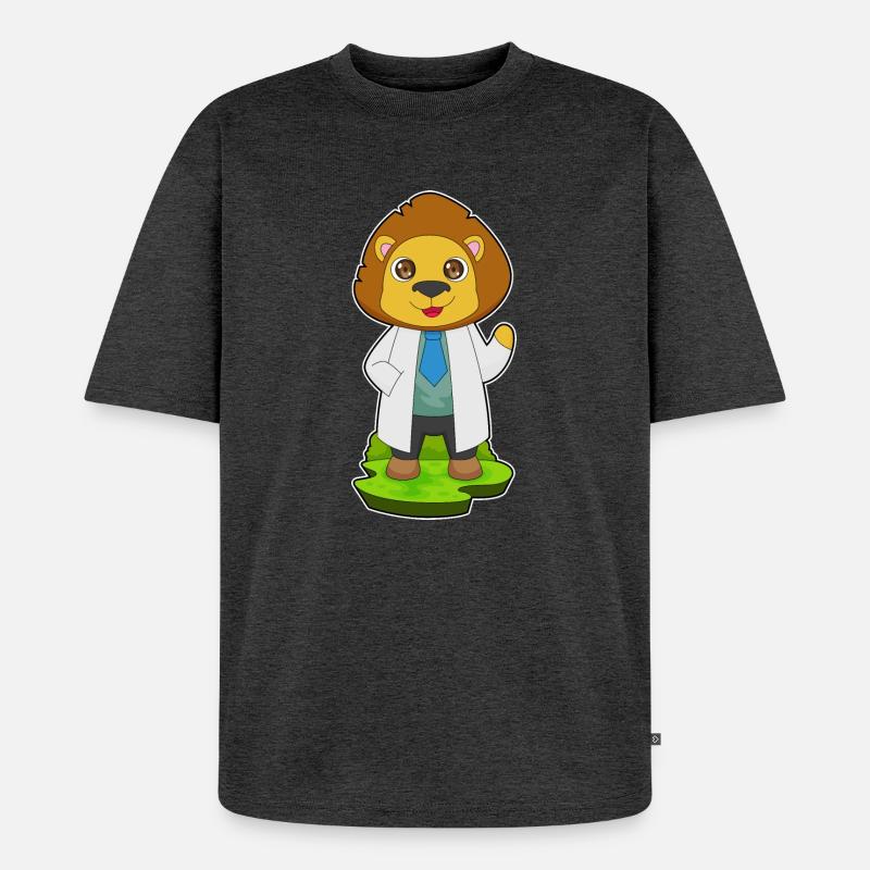 Löwe Arzt Arztkittel - Unisex Premium Oversized Bio T-Shirt - Anthrazit meliert