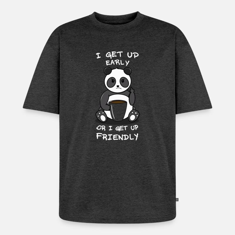 Früh oder freundlich - Unisex Premium Oversized Bio T-Shirt - Anthrazit meliert