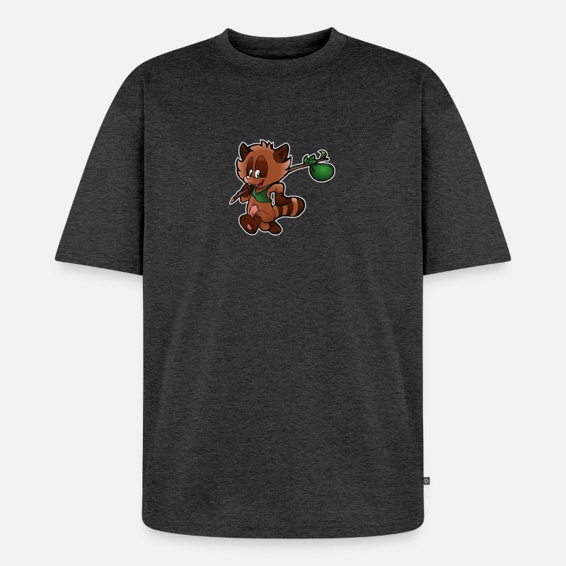 Waschbär Comic - Unisex Premium Oversized Bio T-Shirt - Anthrazit meliert