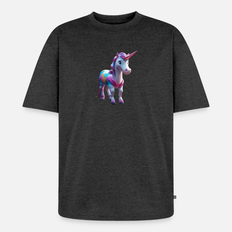 Einhorn - Unisex Premium Oversized Bio T-Shirt - Anthrazit meliert