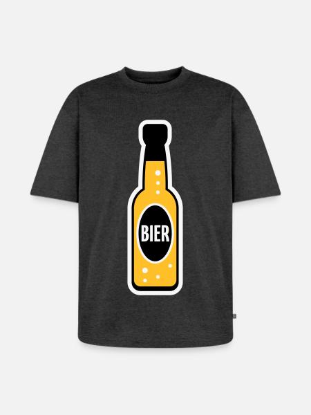 Bierflasche (Bier / Bierchen / NEG 3C) - Unisex Premium Oversized Bio T-Shirt - Anthrazit meliert