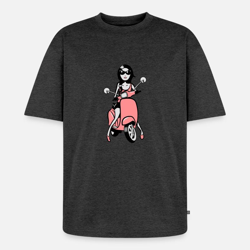 motorroller mädchen style look - Unisex Premium Oversized Bio T-Shirt - Anthrazit meliert