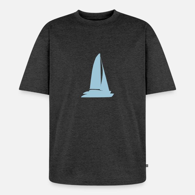 blaues Boot - Unisex Premium Oversized Bio T-Shirt - Anthrazit meliert