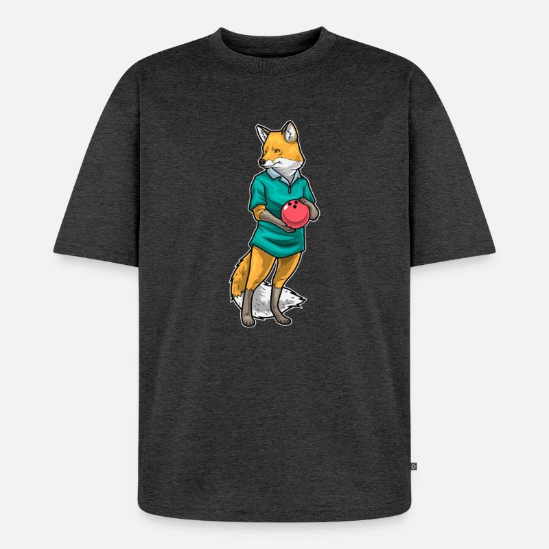 Fuchs Bowling Bowlingkugel - Unisex Premium Oversized Bio T-Shirt - Anthrazit meliert