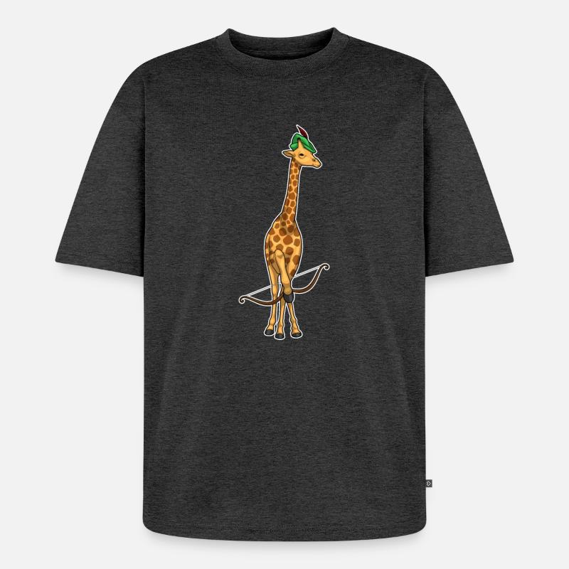 Giraffe Bogenschütze Bogen - Unisex Premium Oversized Bio T-Shirt - Anthrazit meliert