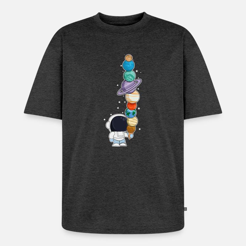 Astronaut mit Eis - Unisex Premium Oversized Bio T-Shirt - Anthrazit meliert