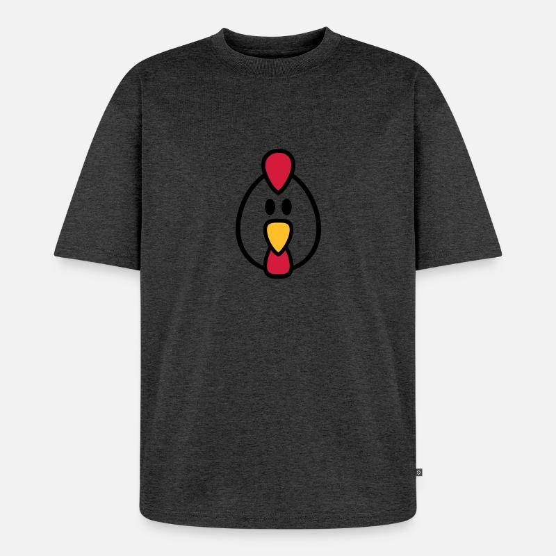 Huhn - Unisex Premium Oversized Bio T-Shirt - Anthrazit meliert