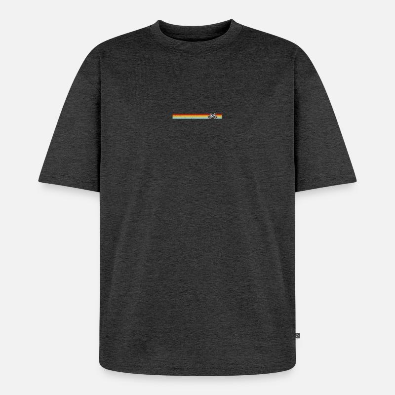 Retro Stripes Bicycle on Gradient Banner - Unisex Premium Oversized Organic T-Shirt - heather anthracite
