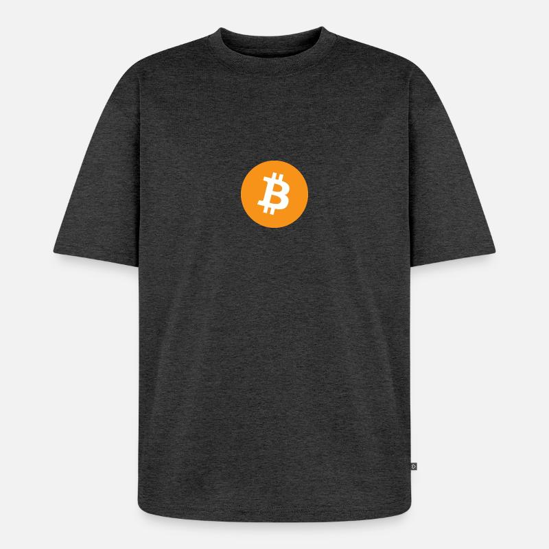 Bitcoin Logo - Unisex Premium Oversized Bio T-Shirt - Anthrazit meliert