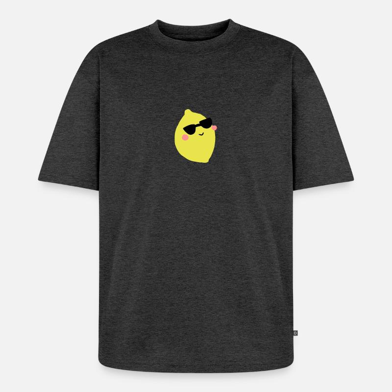 Zitrone - Unisex Premium Oversized Bio T-Shirt - Anthrazit meliert