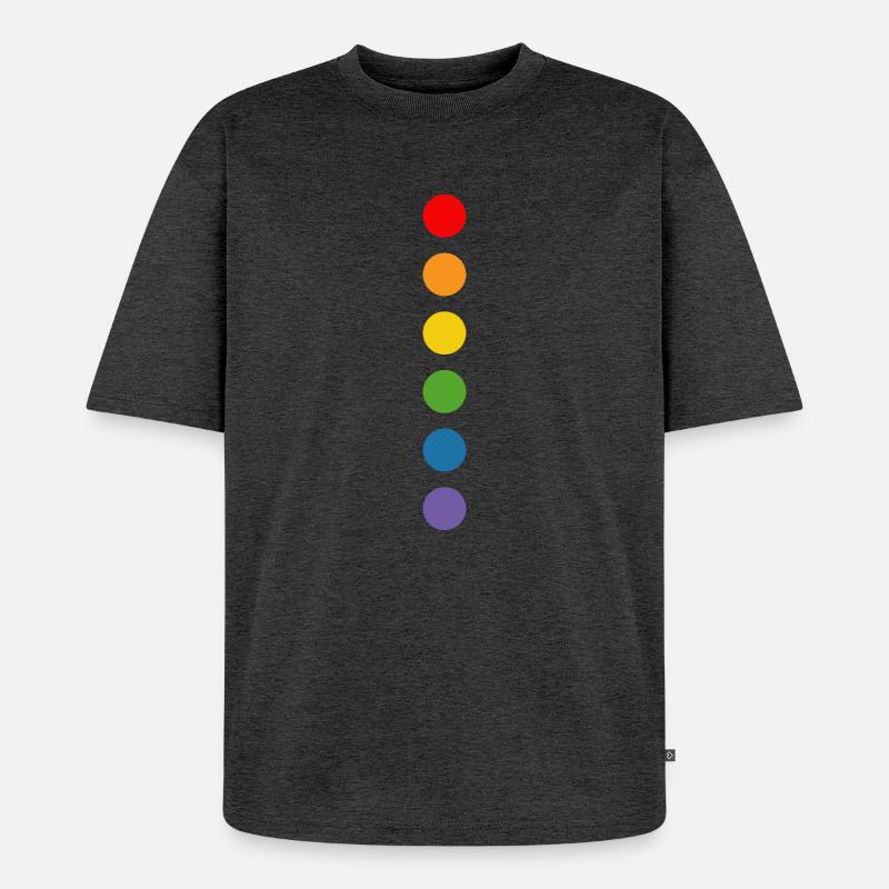 Regenbogen rounds - Unisex Premium Oversized Bio T-Shirt - Anthrazit meliert