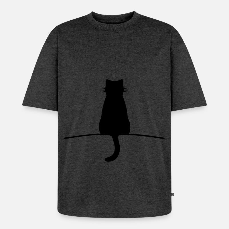 Chat chat minimal - T-shirt Premium bio oversize Unisexe - anthracite chiné