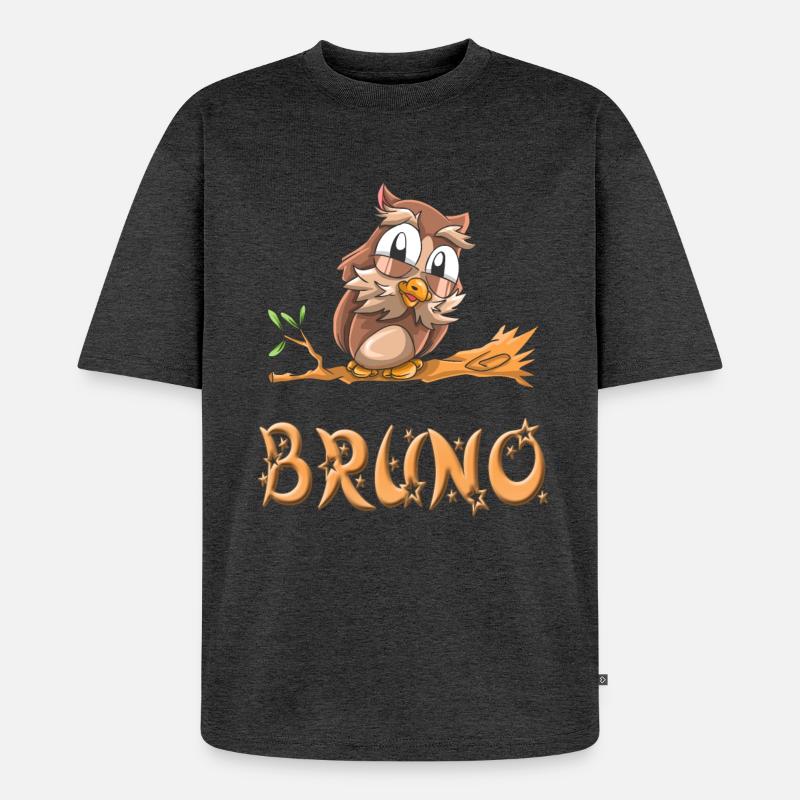 Eule Bruno - Unisex Premium Oversized Bio T-Shirt - Anthrazit meliert