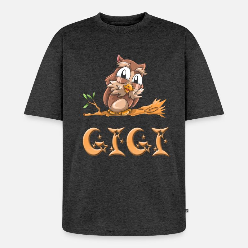 Eule Gigi - Unisex Premium Oversized Bio T-Shirt - Anthrazit meliert