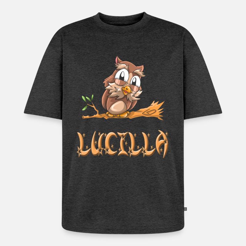 Eule Lucilla - Unisex Premium Oversized Bio T-Shirt - Anthrazit meliert